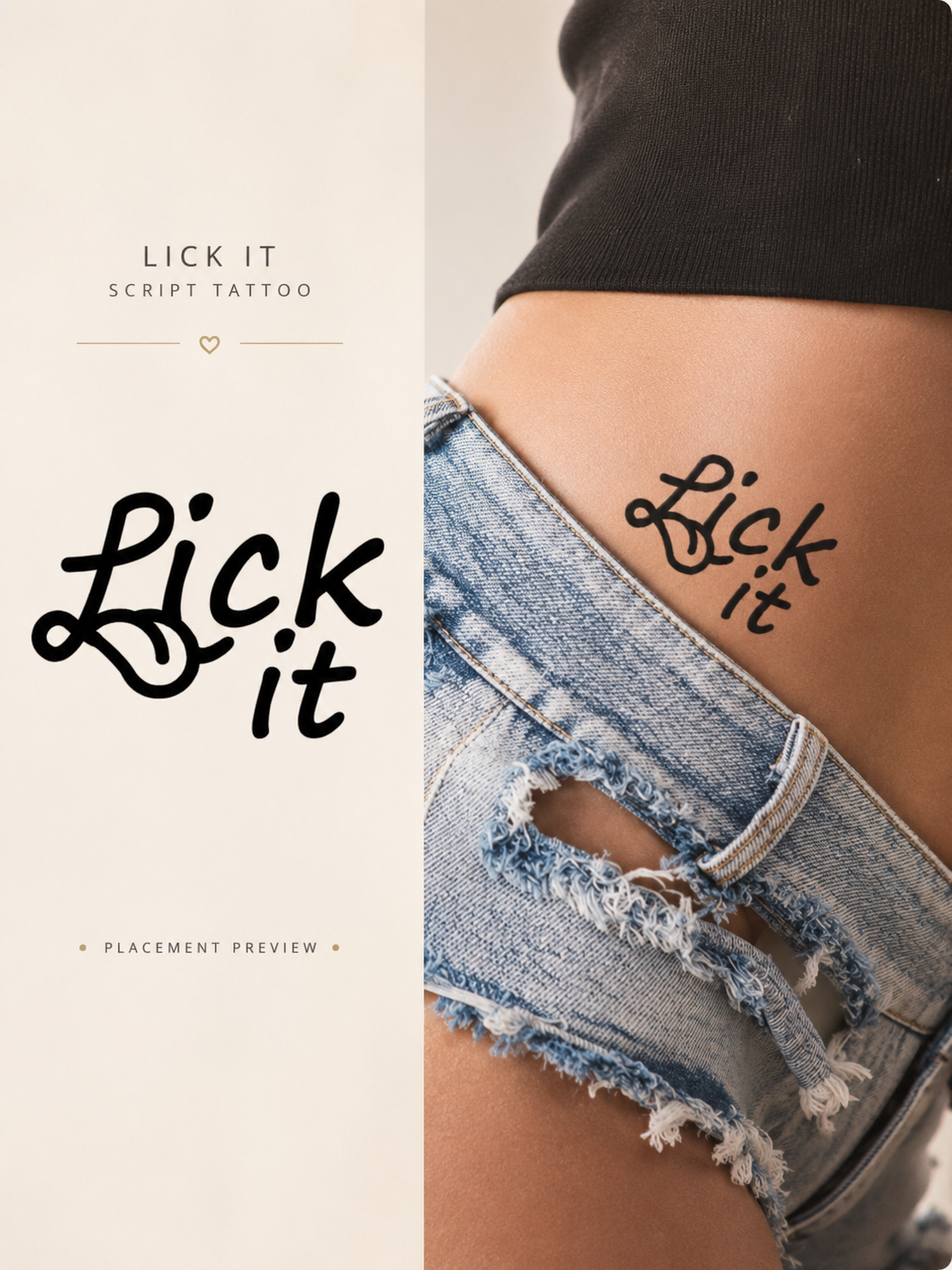 Lick It Script Tattoo Set