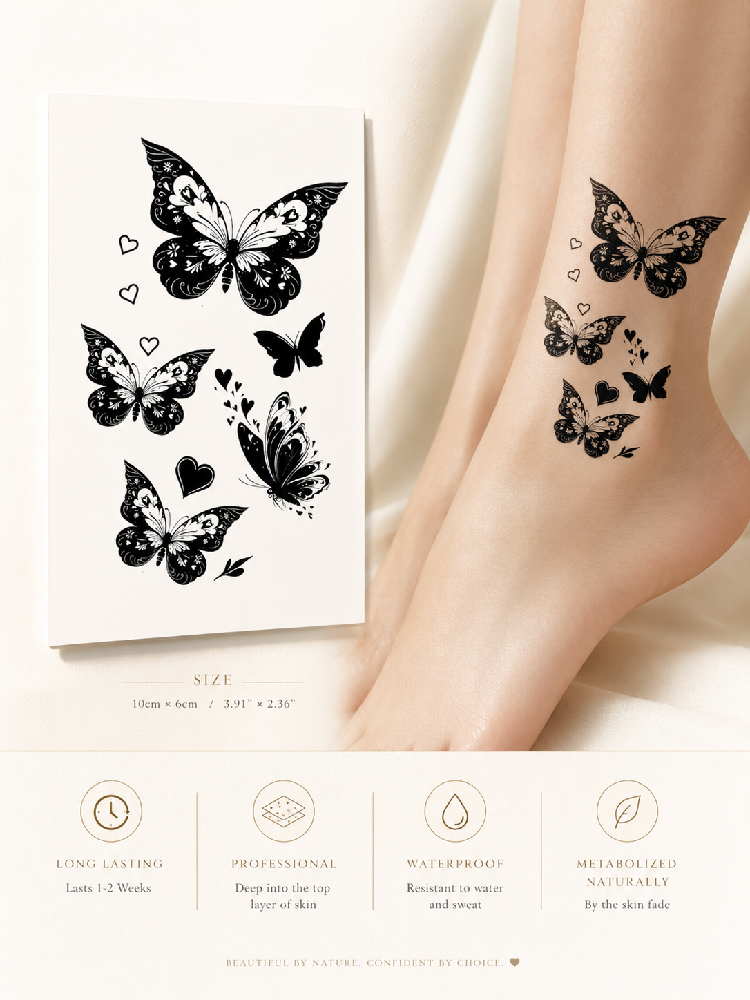 Custom Blue Butterfly Ink Tattoo Set