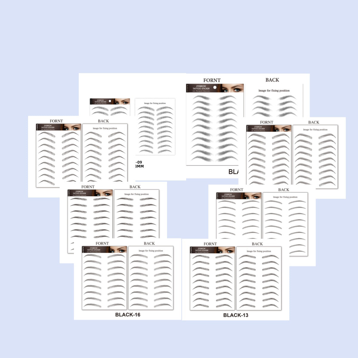 Easter 8 Kinds of Waterproof 3D Eyebrow Stencil NonToxic Light Beige Friendly Body Makeup Tattoo Patch