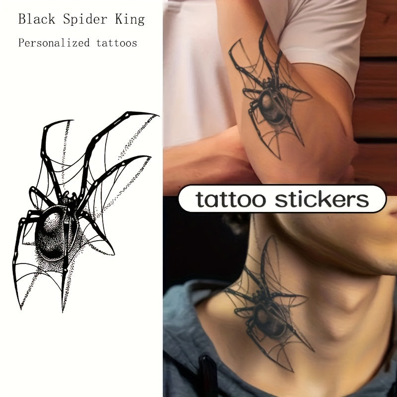 MotherS Day Gift Waterproof Sweatproof Herbal Juice Spider King Temporary Tattoo Stickers Realistic Faux Body Art Magic Tattoos for Men And Women LongLasting 12 Weeks Black Spider Design MultiPlacement Options