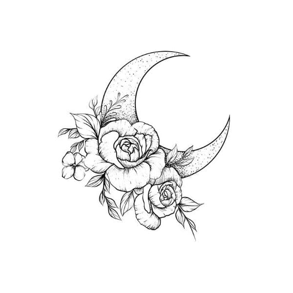 crescent moon drawing tattoo