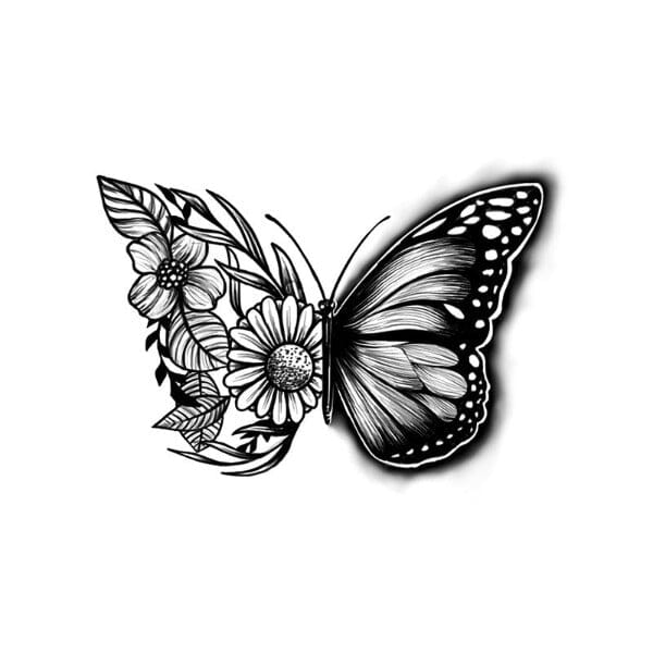 white ink butterfly tattoo