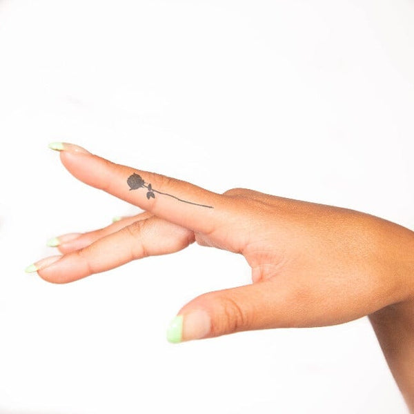 1Pc Rose Flower & Line Pattern Temporary Tattoo Finger Fake Tattoo Sticker  Black Friday | SHEIN USA