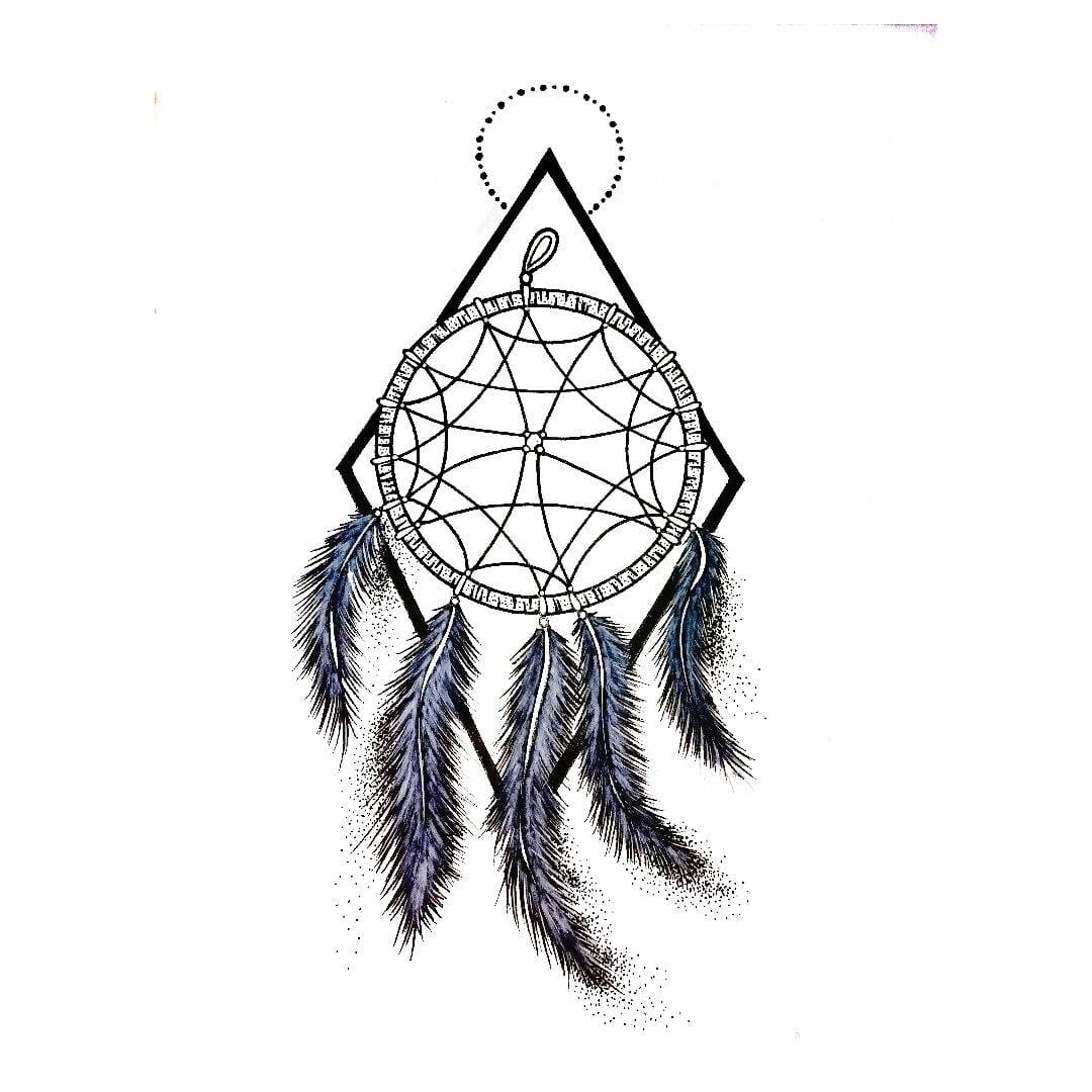 Dreamcatcher with Colored Feathers Temporary Tattoo Momentary Ink