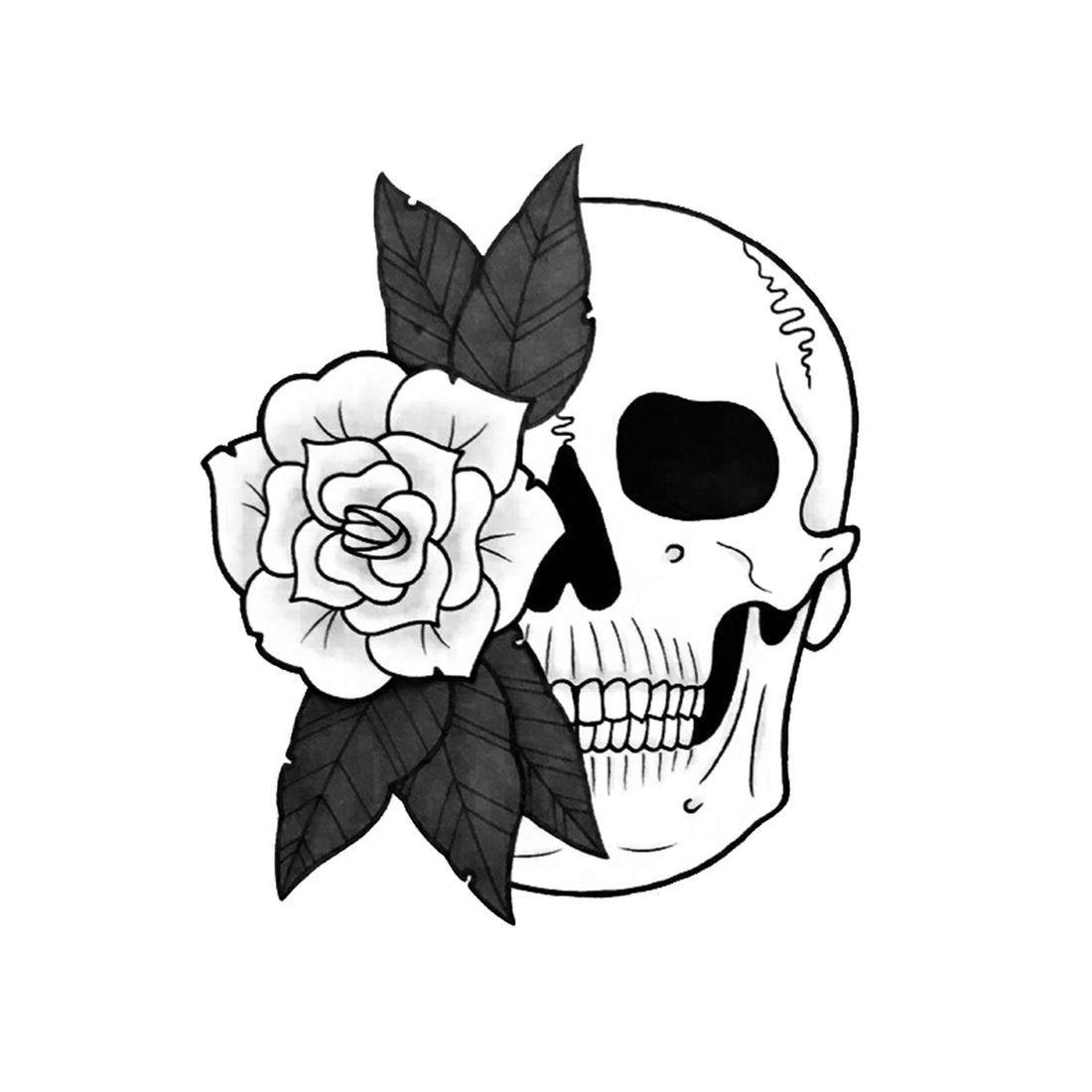 Flower Skull Temporary Tattoo Momentary Ink