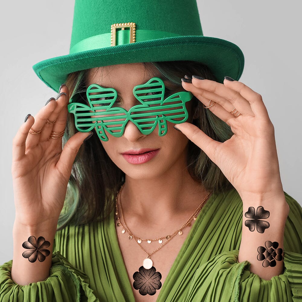 St. Patrick's Day Tattoo Sleeves (2 Sleeves per Set) St. Patty's Leprechaun  Arm Sleeves, Lucky Shamrock Green Party Supply : Amazon.in: Car & Motorbike