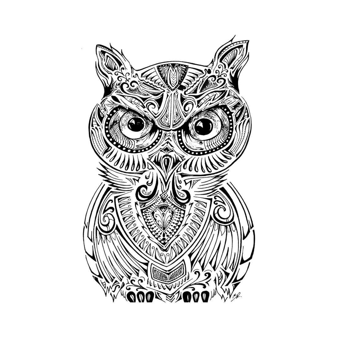 Ornate Owl Temporary Tattoo Momentary Ink