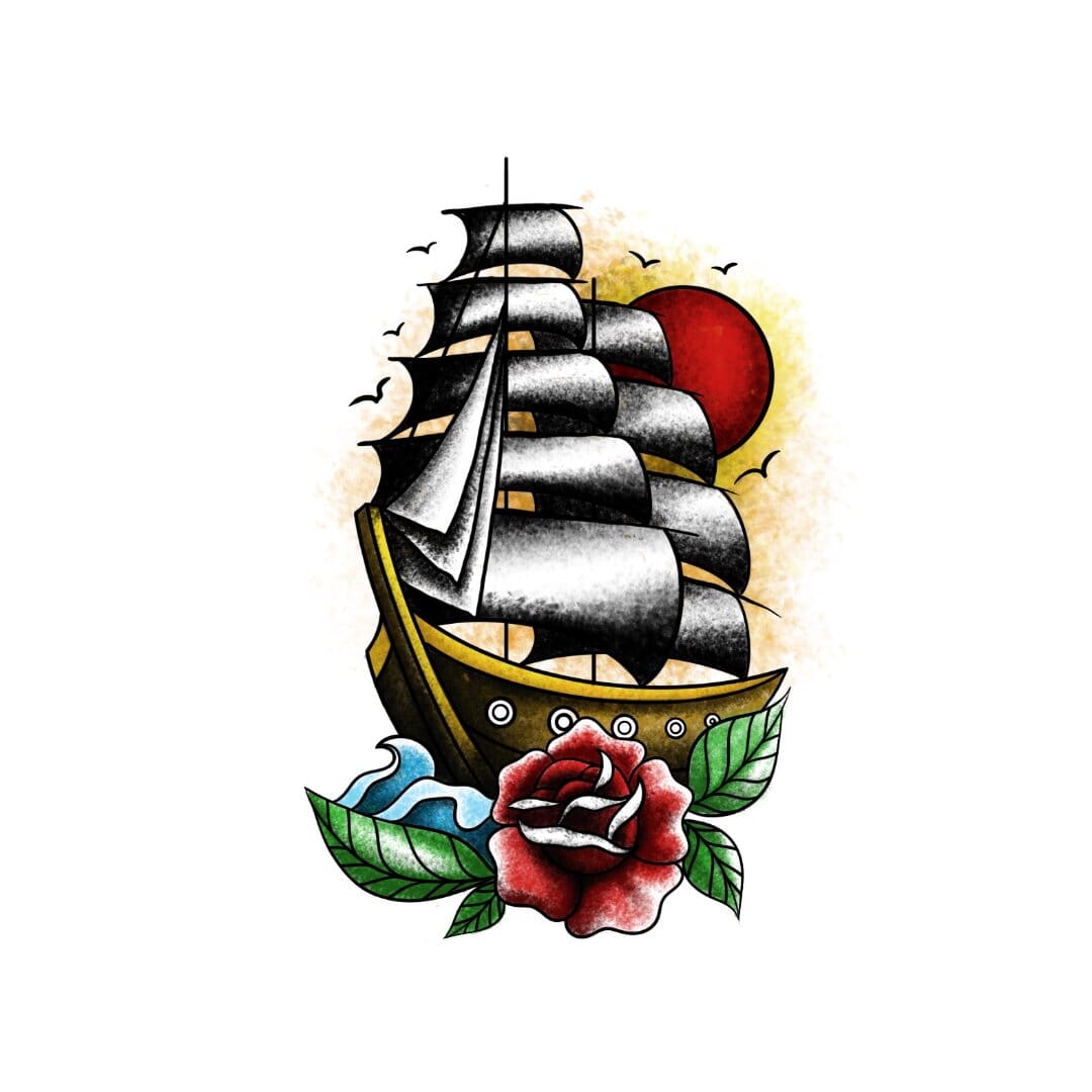 Pirate Rose Color Temporary Tattoo Momentary Ink