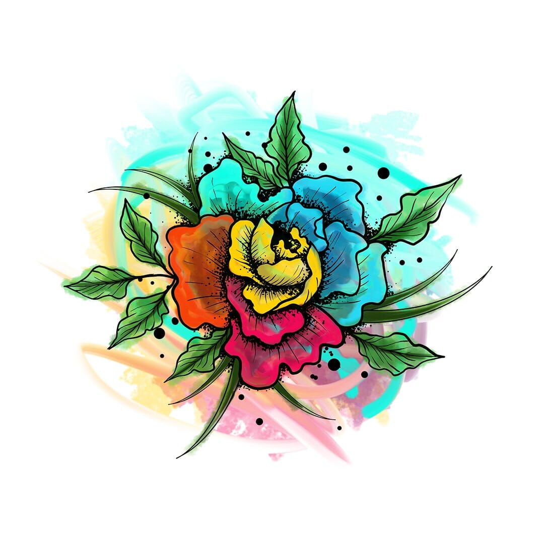 Rainbow Rose Temporary Tattoo Momentary Ink