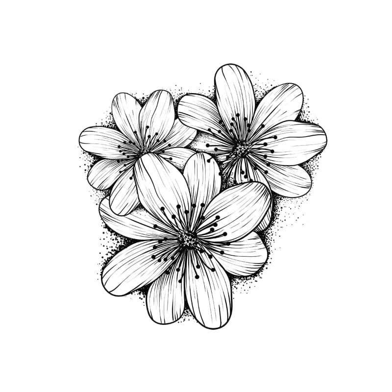 Three Flowers Temporary Tattoo Momentary Ink