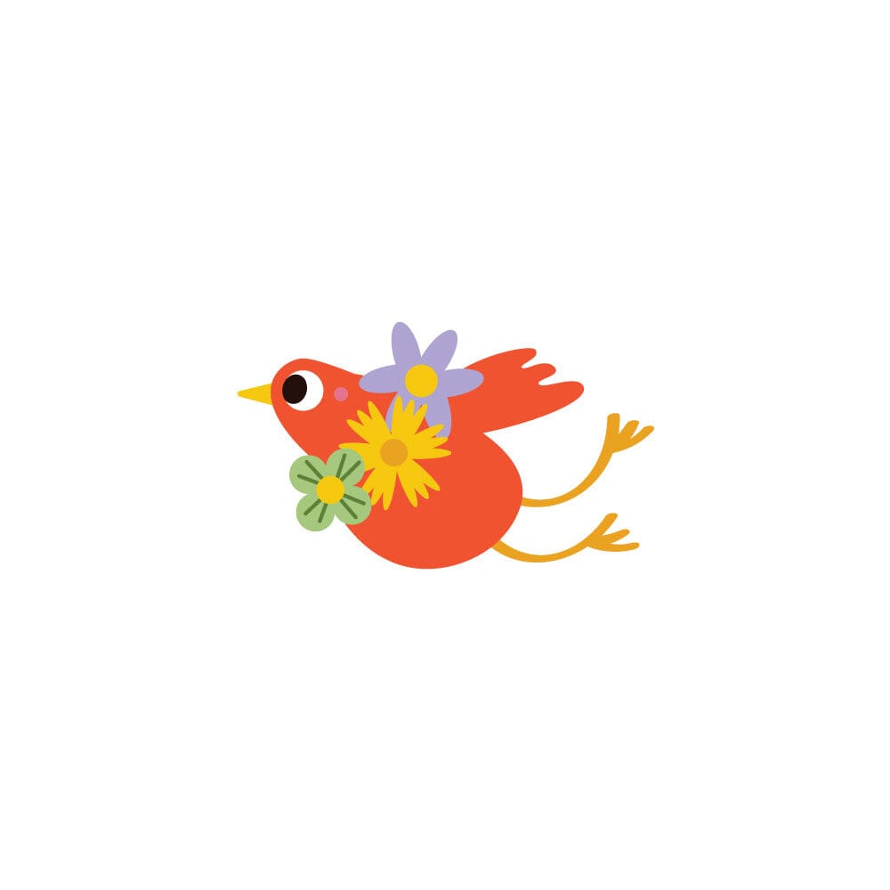 Tiny Tatts Kids - Flower Bird Temporary Tattoo Momentary Ink 